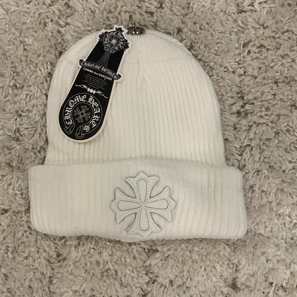 Chrome Hearts Other - Chrome Hearts White Cross Patch Beanie Hat